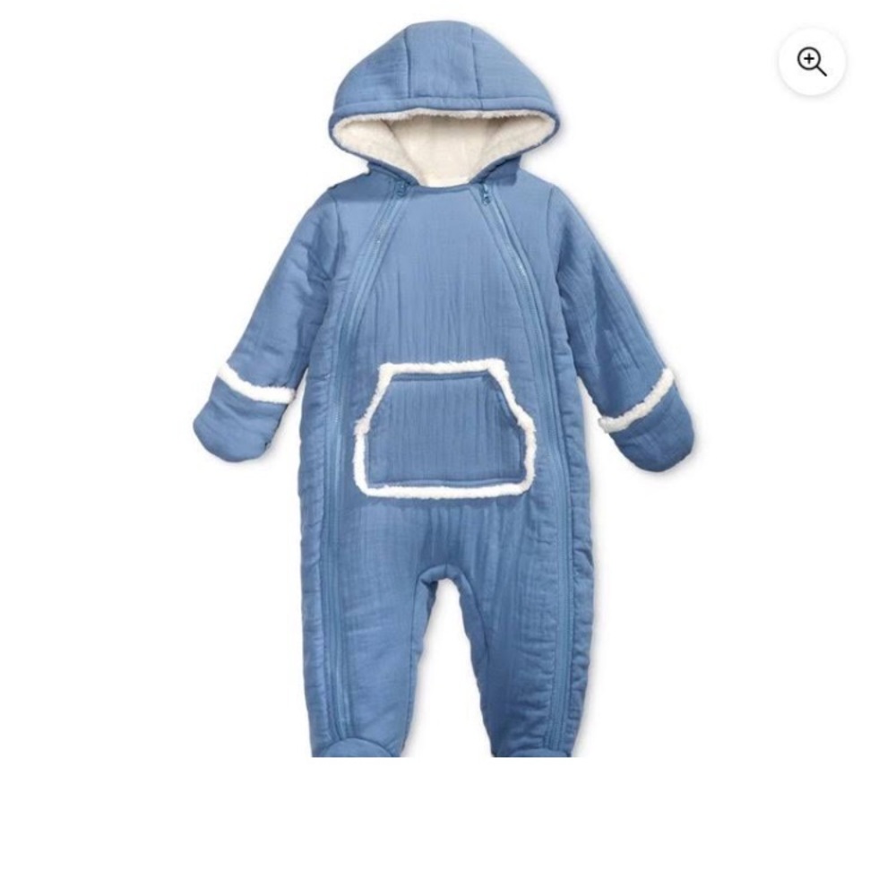 NWOT FIRST IMPRESSIONS Blue Hooded Footed Bunting Snowsuit 0-3M
